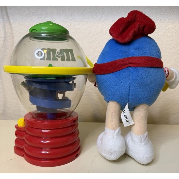 M&M's Collectible Spinning Candy Dispenser & Blue M&M Plush Drummer Lot of 2 - Picture 3 of 15